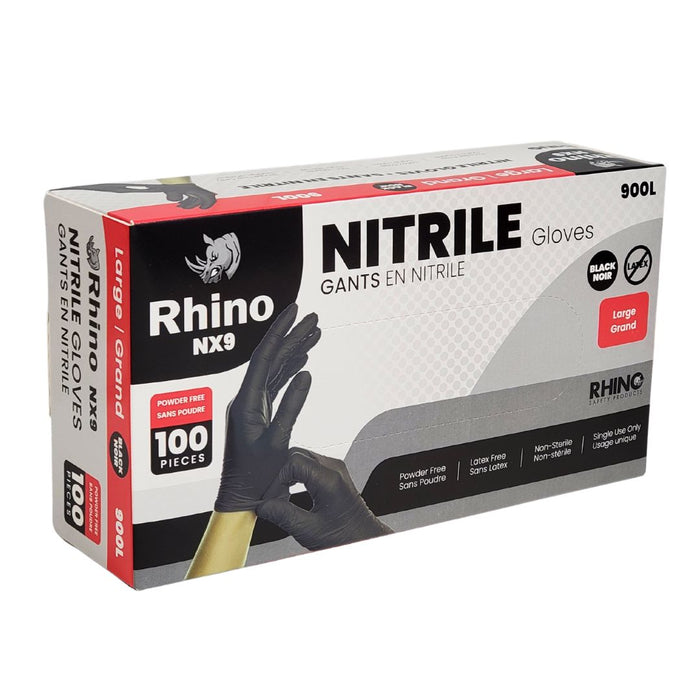 Rhino - NX9 - Black Nitrile Gloves - Large - 900L