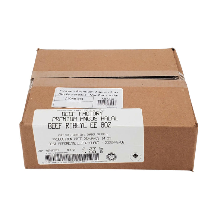 Frozen - Premium Angus - 8 oz Rib Eye Steaks - Vac Pac - Halal