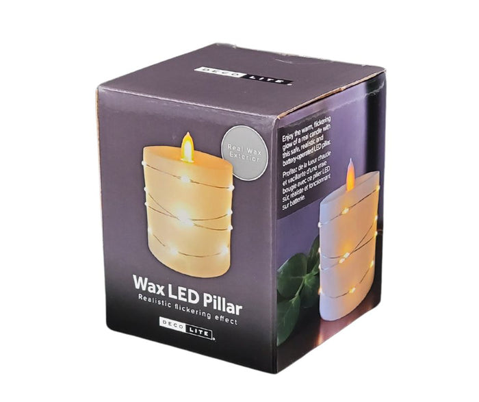 Deco Lite LED Pillar w/String Lights - 3x3.1