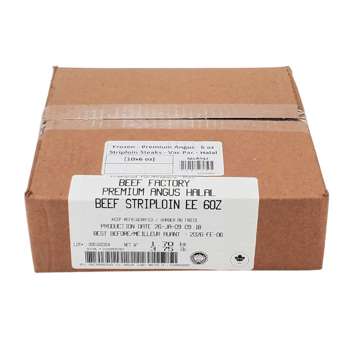 Frozen - Premium Angus - 6 oz Striploin Steaks - Vac Pac - Halal