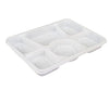 Plastic Tray (Thali) - 6 Compartment - White
