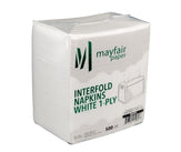 Mayfair - 1 ply Interfold Napkins 1/4 Fold - White - INAP01