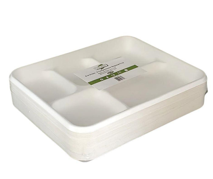 Eco-Craze - 5 Compartment Bagasse Tray (Thali) - Retail Pack
