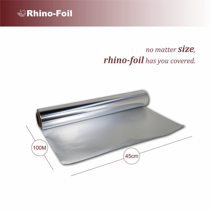 Rhino Aluminum Heavy Duty Aluminum Foil, Rhino 18 x 525 sf Roll, 25  Microns Thick