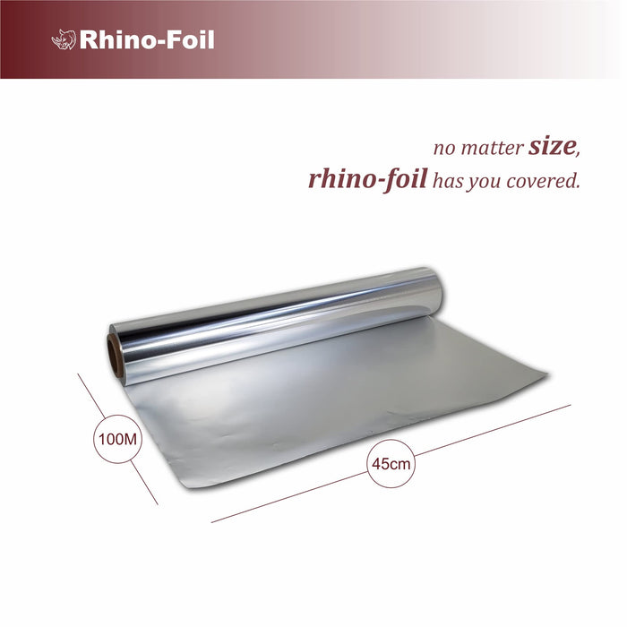 Rhino Aluminum Heavy Duty Aluminum Foil | Rhino 18 x 525 SF Roll, 25 Microns Thick | Commercial Grade & Extra Thick, Strong Enough for Food Service