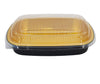 Rhino-Foil - Large (64oz) Black & Gold Foil Cont. w/ Clear Dome Lid