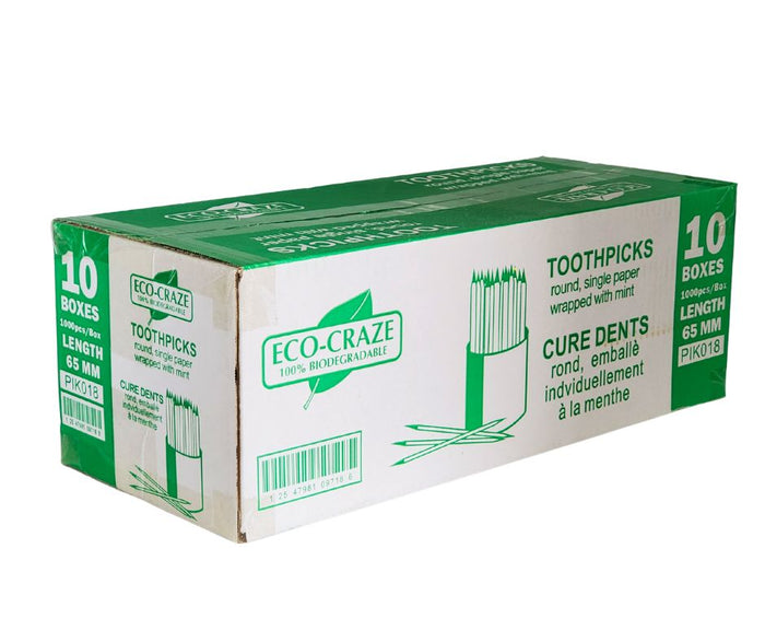 Eco-Craze - Bamboo Toothpick - Mint - Paper Wrap - P2-65M