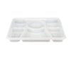 Plastic Tray (Thali) - 6 Compartment - White