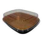 Rhino-Foil - Large (64oz) Black & Gold Foil Cont. w/ Clear Dome Lid