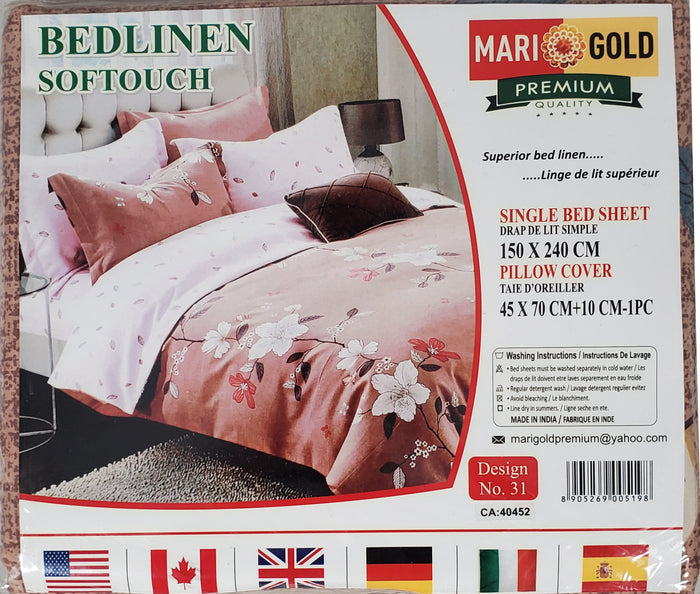 CLR - Mari-Gold Single Bed Sheet w/ Pillow Cover