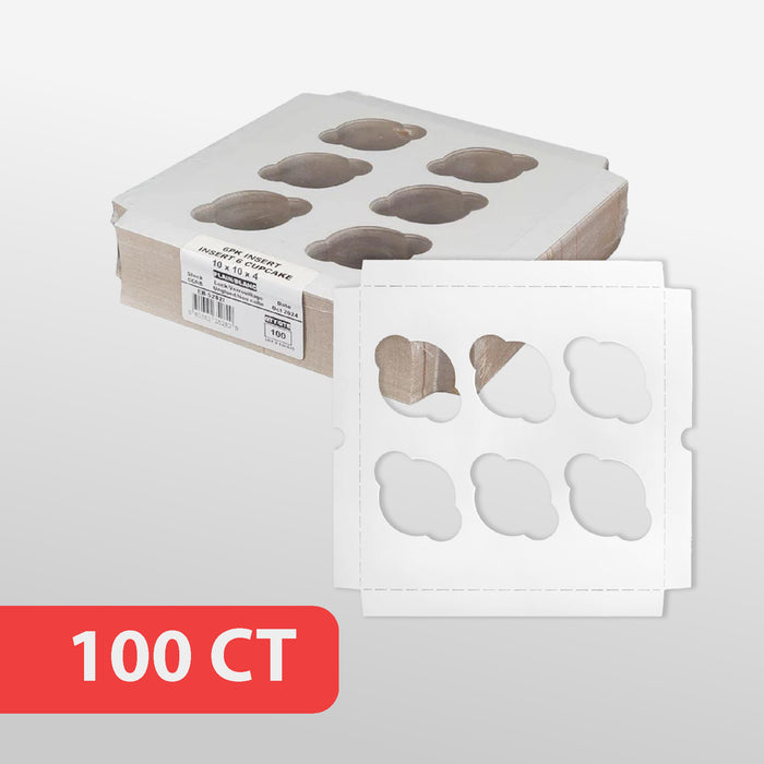 EB - 10 x 10 x 4 - 6 Cupcake Insert - White - 5282I