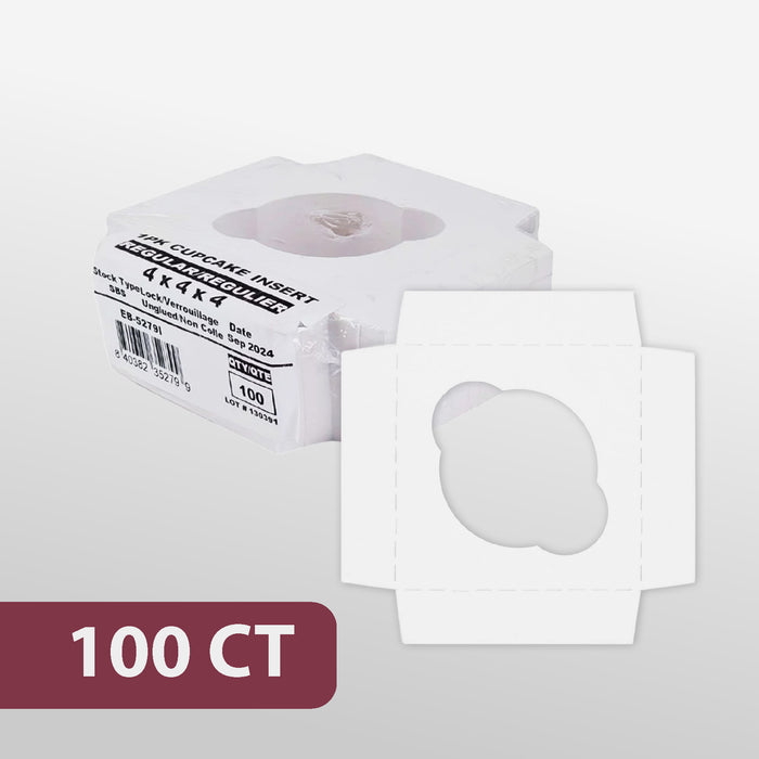 EB - 4 x 4 x 4 - Single Cupcake Insert Fits - White - 5279I