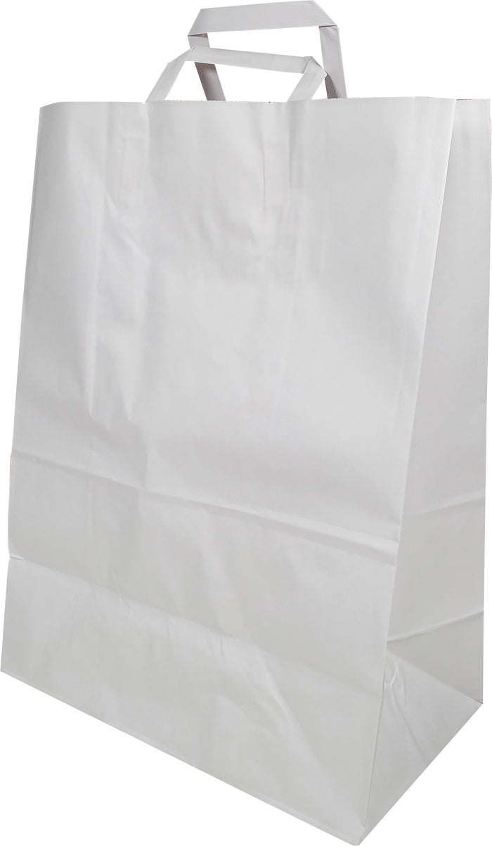 Eco-Craze - White Paper Flat Handle Bag - 13x7x17