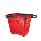 45 L Shopping Basket - Handle & Wheels - RED