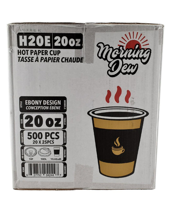 Morning Dew - 20 oz Hot Paper Cups - Ebony Print - H20E