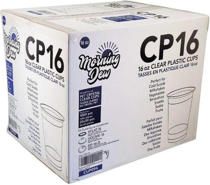 Morning Dew Clear PET Plastic Cups - 16oz