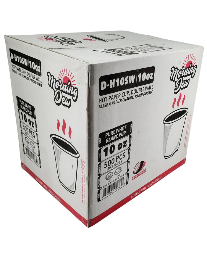 Morning Dew - 10 oz Squat Hot Paper Cup - Double Wall - White - D-H10SW