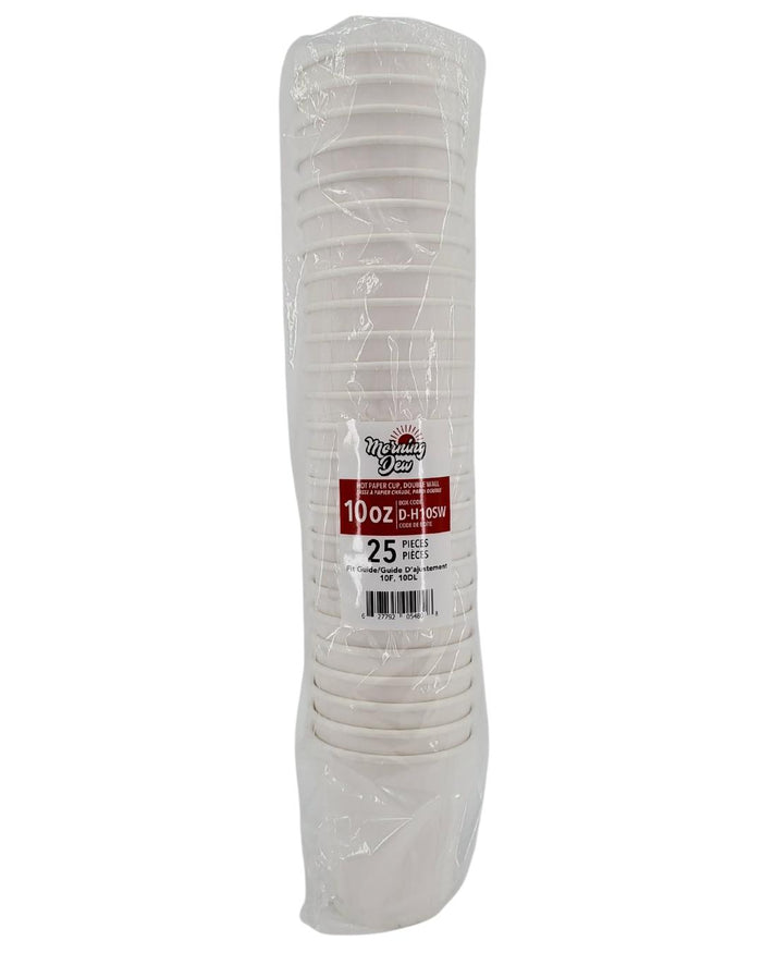 Morning Dew - 10 oz Squat Hot Paper Cup - Double Wall - White - D-H10SW