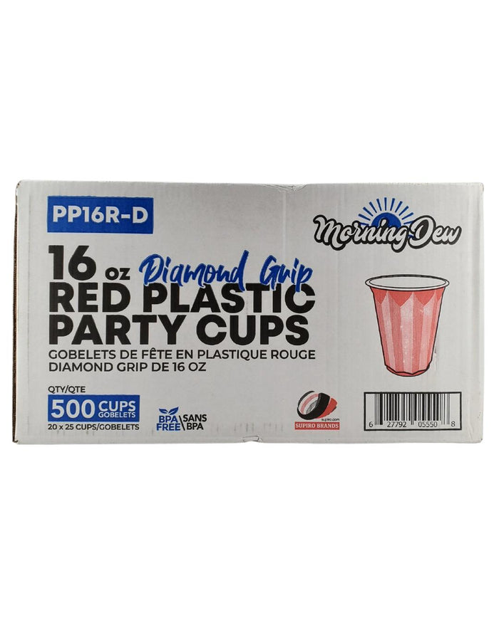 Morning Dew - 16oz PP Red Plastic Party Cups - Diamond - PS16R-D