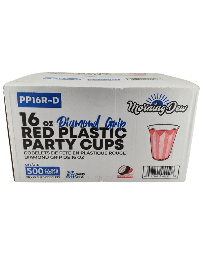Morning Dew - 16oz PP Red Plastic Party Cups - Diamond - PS16R-D