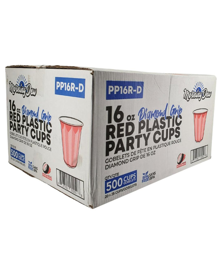 Morning Dew - 16oz PP Red Plastic Party Cups - Diamond - PS16R-D