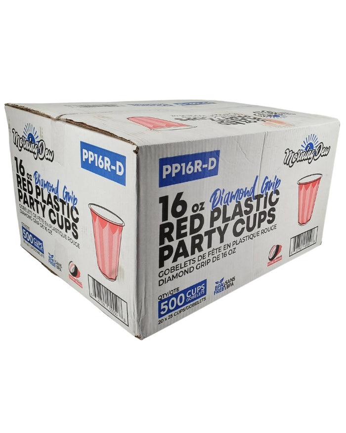 Morning Dew - 16oz PP Red Plastic Party Cups - Diamond - PS16R-D