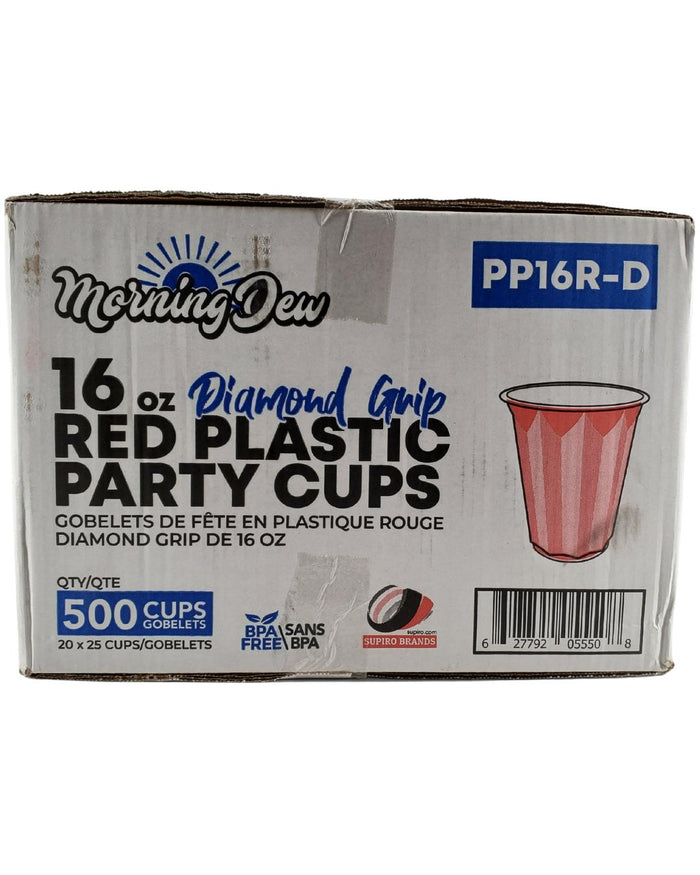 Morning Dew - 16oz PP Red Plastic Party Cups - Diamond - PS16R-D