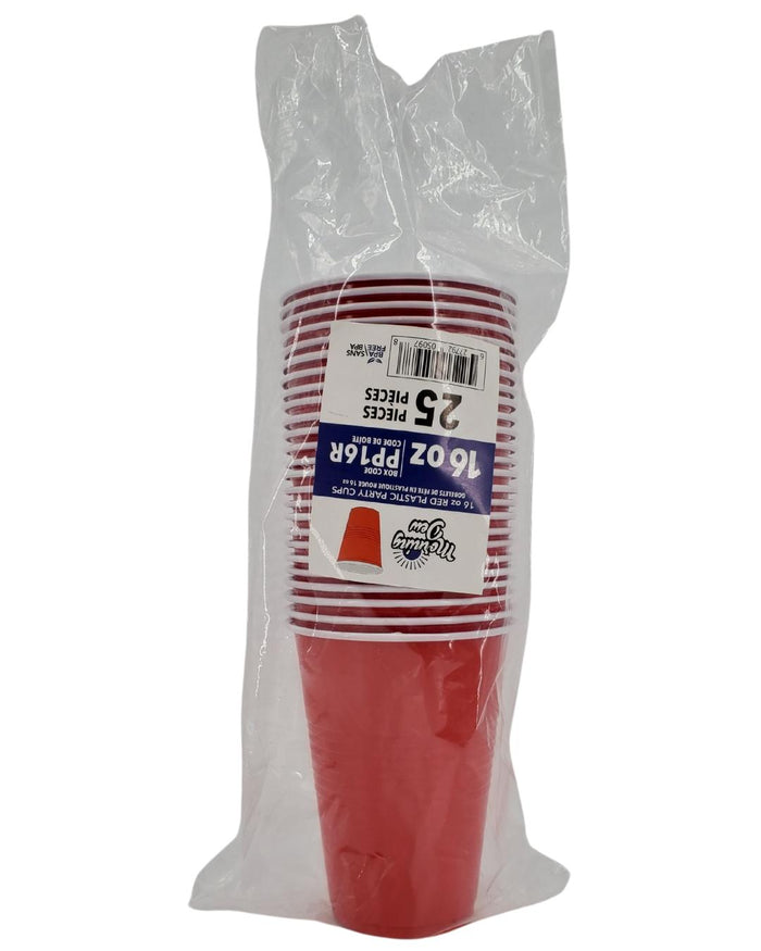 Morning Dew - 16oz PP Red Plastic Party Cups - Diamond - PS16R-D