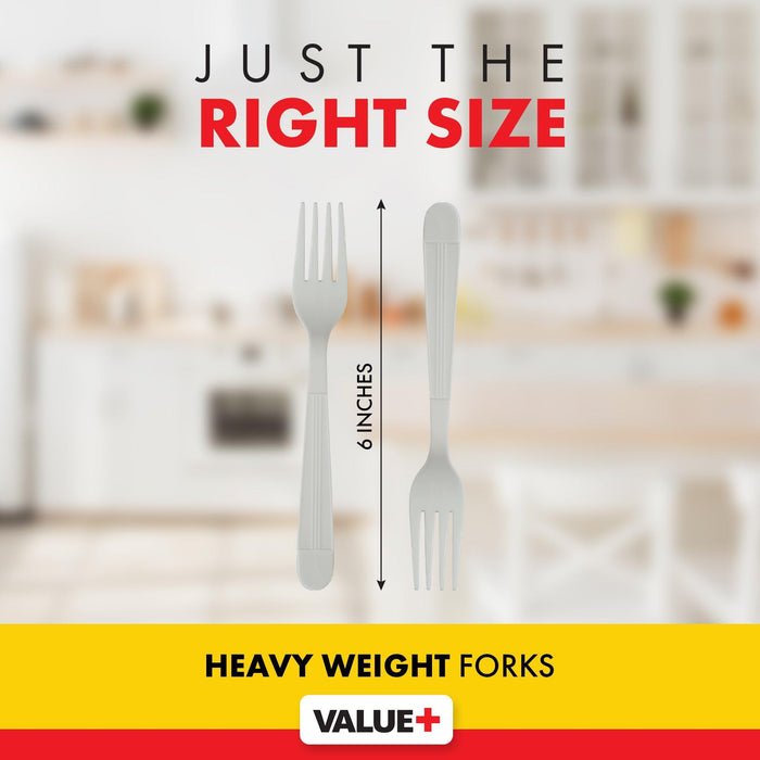 Value+ - Heavy - Plastic Forks - White - Retail Pack - RP2001