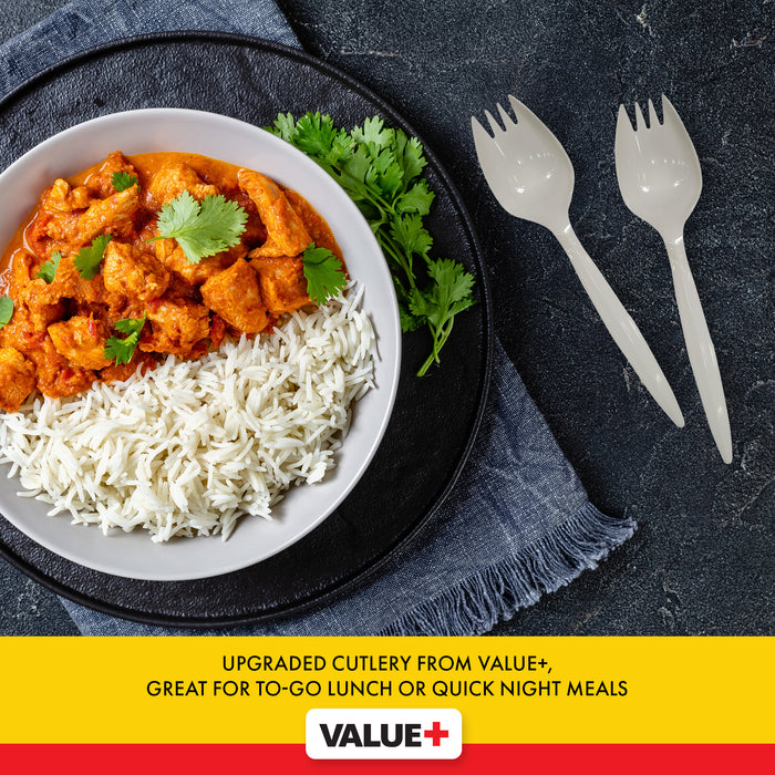 Value+ - Plastic Sporks - White - Bulk - B1005