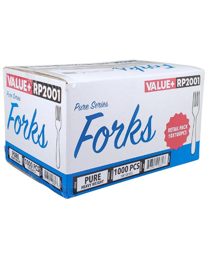 Value+ - Heavy - Plastic Forks - White - Retail Pack - RP2001