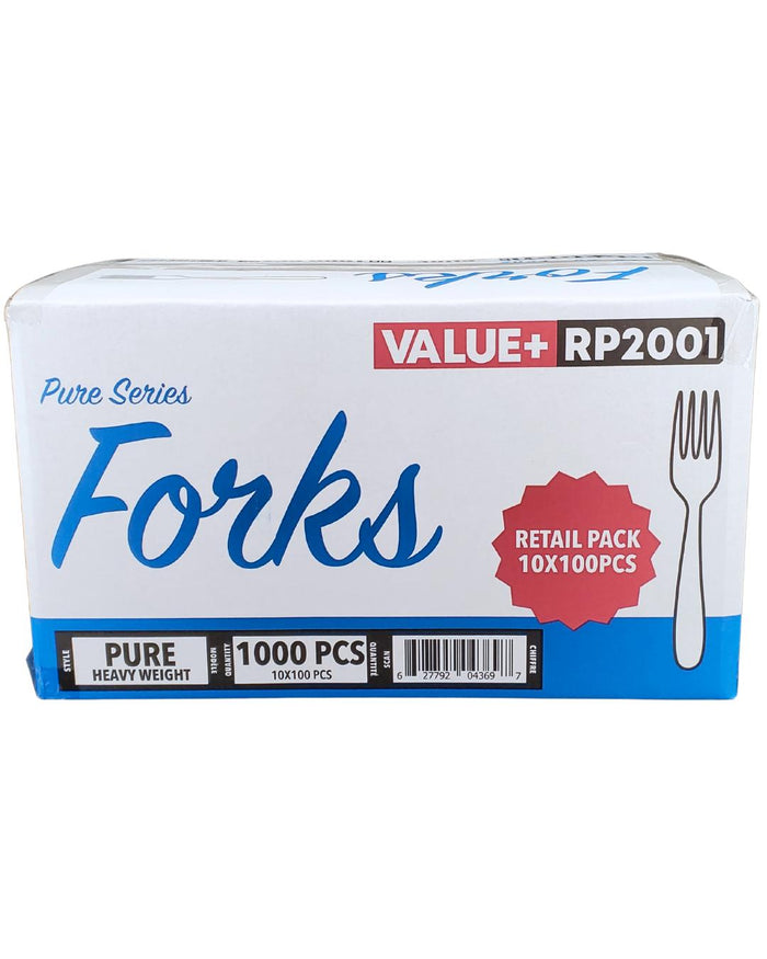 Value+ - Heavy - Plastic Forks - White - Retail Pack - RP2001
