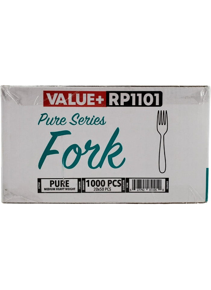 Value+ - Medium Heavy - Plastic Fork - White - Retail Pack - RP1101
