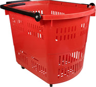 45 L Shopping Basket - Handle & Wheels - RED