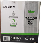 Eco-Craze - 16oz PLA Single Wall Hot Paper Cup - Printed