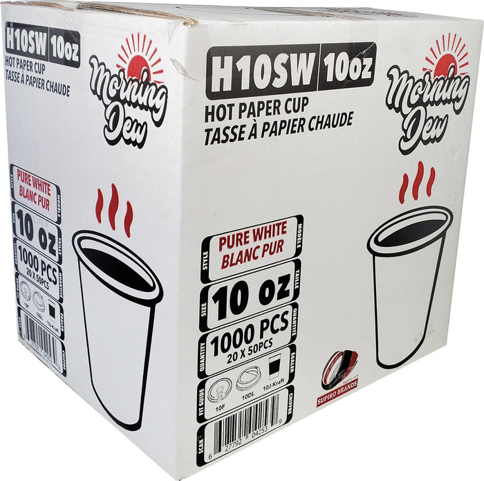 Morning Dew - 10 oz Squat Hot Paper Cup - White - H10SW