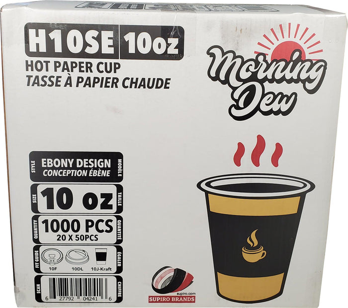 Morning Dew - 10oz Hot Paper Cups - Ebony Print - H10SE