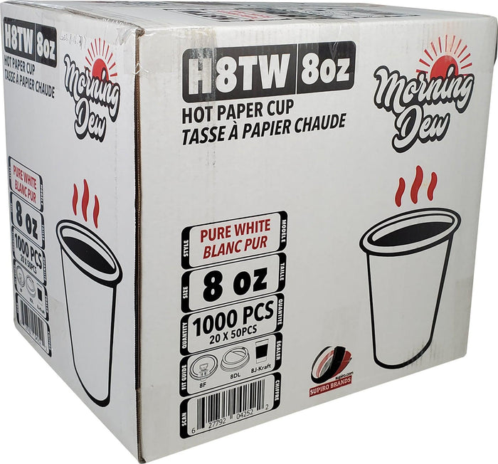 Morning Dew - 8oz Hot Paper Cups - White - H8TW