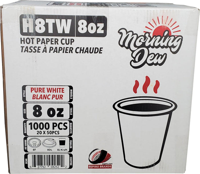 Morning Dew - 8oz Hot Paper Cups - White - H8TW