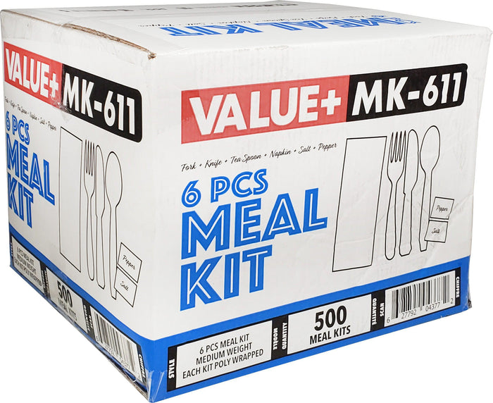 Value+ - Medium Heavy - Cutlery Kit / Meal Kit - 6pcs - White - F/K/TS/N/S&P - MK-611