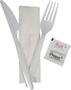 Value+ - White 5pc Cutlery Kit - Fork/Knife/Napkin/S&P