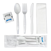 Value+ - Medium Heavy - Cutlery Kit / Meal Kit - 6pcs - White - F/K/TS/N/S&P - MK-611