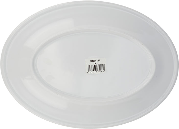 Melamine White Plate - Wide Rim - Oval 14