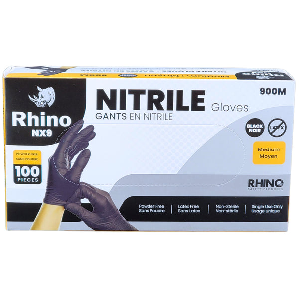 rhino gardening gloves Rhino - NX9 - Black Nitrile Gloves - PF - Medium