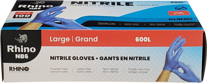 Rhino - NB6 - Blue Nitrile Gloves - Large - 600L