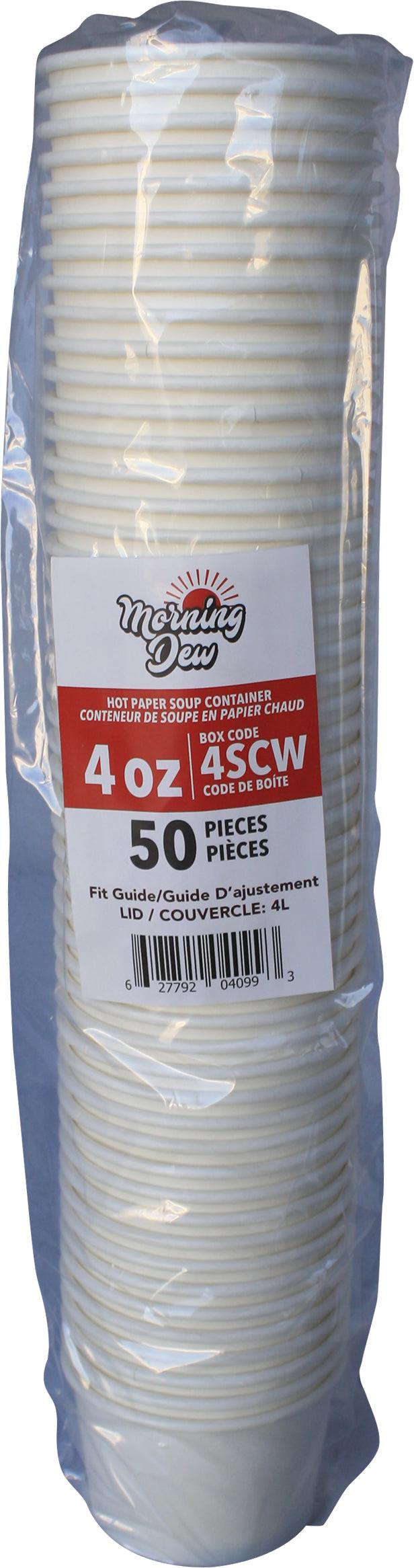 Morning Dew - 4 oz Paper Soup Container - White - 4SCW