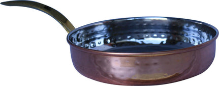 Fry Pan SS Hammered 800Ml (Copper Plated) No.4 With 1 Long Gold Handle, 18cm
