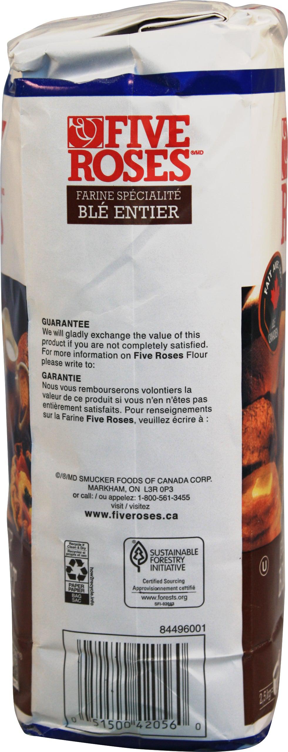 Five Roses Flour - Whole Wheat 2.5kg bags in Bulk at Wholesale Prices