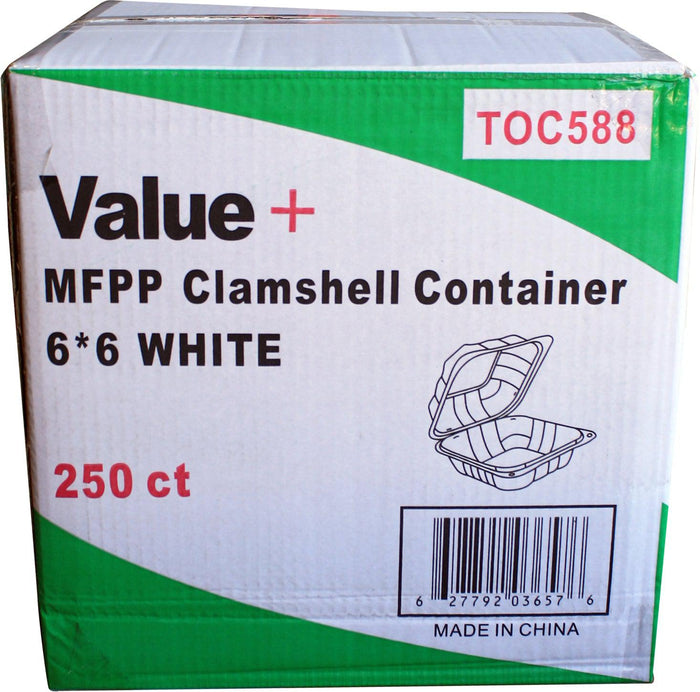 Eco-Craze MFPP Clamshell Container 6x6x2.6