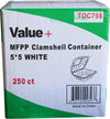 Value+ /EP-5 MFPP Clamshell Container - 5x5 - 1 Comp. - White